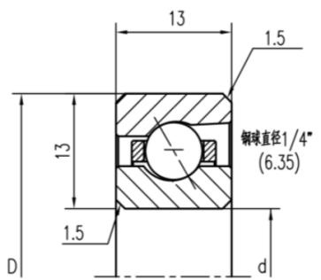公制角接触球薄壁轴承(A型)尺寸图 公制角接触球薄壁轴承(A型)尺寸图