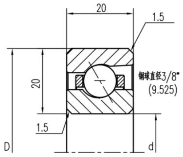 公制角接触球薄壁轴承(A型)尺寸图 公制角接触球薄壁轴承(A型)尺寸图